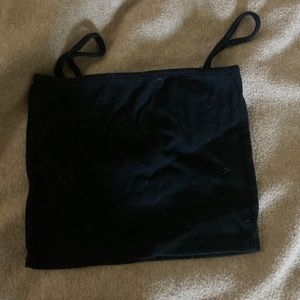 black straight neck crop top